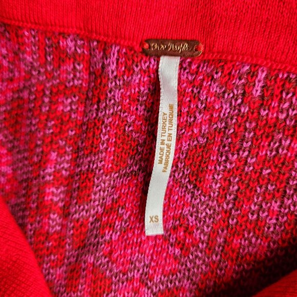 Free People Kitt Mini Sweater Dress Collar Short Sleeve Wool Blend Red - Picture 11 of 13